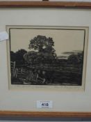 After George Francis Reiss (1893-1973) a monochrome etching, entitled 'The Bend of The River',
