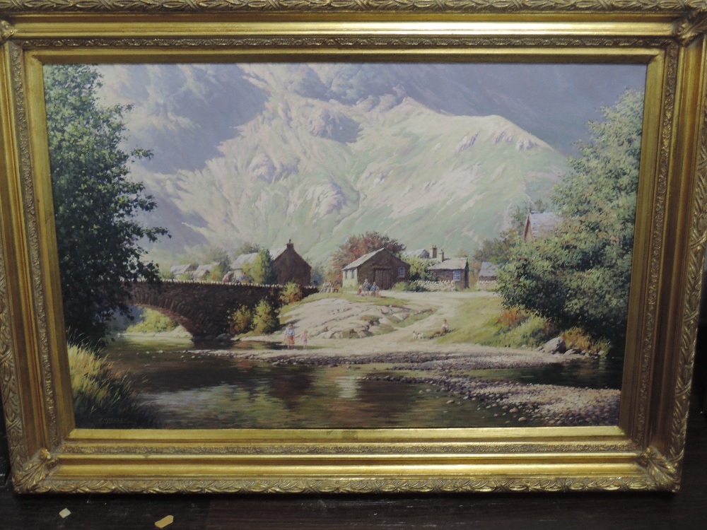 Ron Moseley, (20th century), an oil painting, Grange in Borrowdale, signed, 50 x 75cm, ornate - Image 2 of 2
