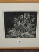 After George Francis Reiss (1893-1973) a limited edition monochrome etching, floral study, signed,