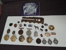 A collection of Medals, Badges and Fobs, three HM Silver Fobs Midland Scottish Railway Cricket,