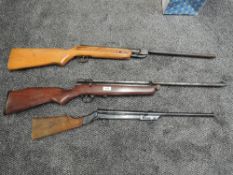 Three Air Rifles, Diana Model 15 .177, unnamed .22 bolt action and unnamed .177