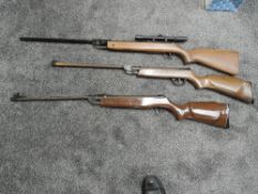 Three Air Rifles, unnamed .22, West German .22 with telescopic sight and Spanish Rangemaster .22