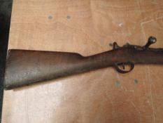 A French Chassepot MLE 1866 Rifle, needle fire bolt action with ladder folding rear sights, marked