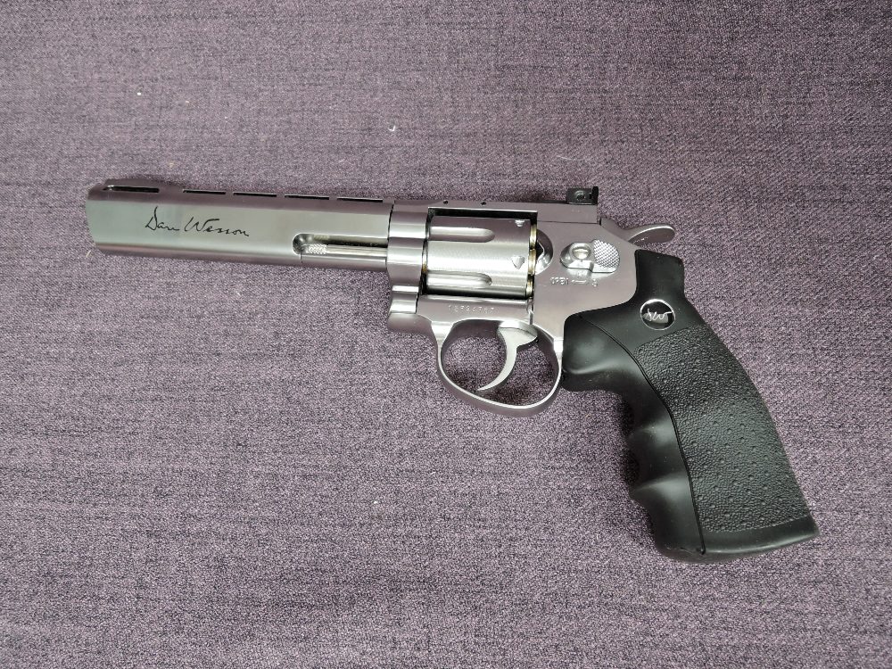 A Dan Wesson CO2 .177 six-shot air pistol with highly polished finish, serial no.12F24767