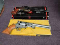 A Denix Replica Grey Confederate Revolver in box and a Denix Replica Black Smith & Wesson Revolver