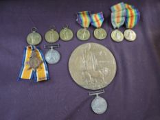 A collection of WW1 Medals, Memorial Plaque to Thomas Smith, 14-15 Star and Victory Medal to 949