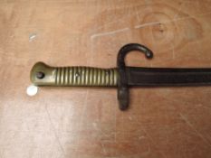 A French Sword Bayonet for the Chassepot Rifle 1866, no scabbard, blade length 57cm, overall