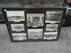 A framed and glazed Montage of eight Reproduction Victorian Photographs of Lancashire Regiments