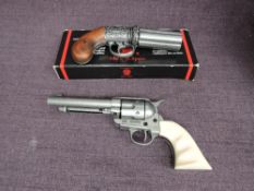 A Denix Replica 1840 Pepperbox Pistol in box and a Denix Replica 45 Revolver no box