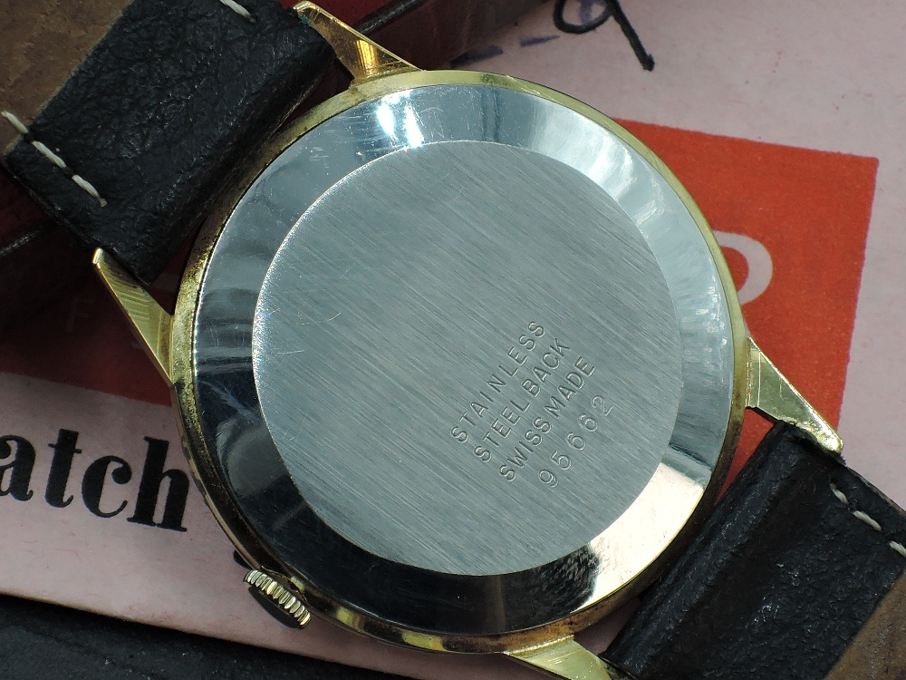 A gent's 1960's gold plated wrist watch by Roamer having baton and Arabic numeral dial and - Image 3 of 3