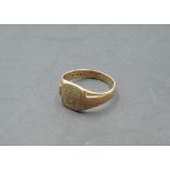 A gent's 9ct rose gold signet ring bearing monogram and moulded shoulders, size W/X & approx 6.8g