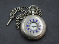 A Victorian silver cased Waltham half hunter pocket watch, with Dennison watch case, together with a