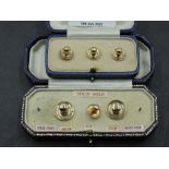 Two cases of 9ct gold collar studs of plain form, (2 missing), approx 4.6g