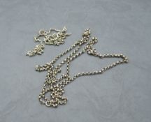 Two pieces of broken yellow metal chain, no marks, approx 12.8g