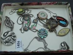 A small selection of white metal jewellery and pewter, most marked 925/sterling including