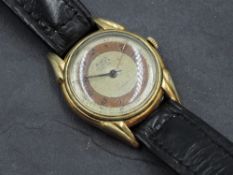 A gent's vintage wrist watch by Aidix having Arabic numeral dial with perimeter seconds dial in gold