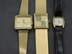Three wrist watches, all bearing name Omega De Ville