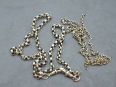 Two pieces of yellow gold chain, both stamped 9ct, approx 16.2g