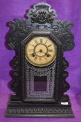 A late Victorian American Gothic design bracket clock, by Ansonia clock Co, New York