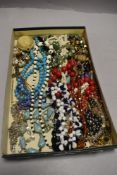 A selection of costume jewellery necklaces including beads and colour glass
