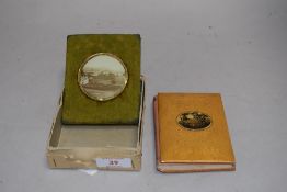 Two keepsake flower related diaries one bound with cloth and similar mauchline ware style
