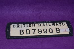 A reproduction cast aluminium British Railways plaque