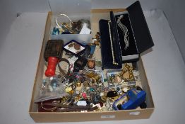 A selection of curios trinkets and costume jewellery including propelling pencil, ear rings, bangles