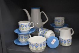 A mid century Ironstone part teaset by Wood and sons in the Alpine pattern