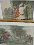 (20th century), Four prints, repro hunting interest, 40 x 70, framed 57 x 88cm