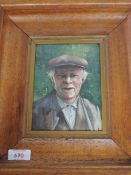 Ron Caygill, (20th century), portrait study old man, signed and dated 1982, 16 x 11cm, mahogany