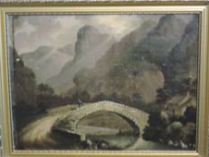 Attributed to Peter Holland, (18th/19th century), an oil painting, Eagle Crag Borrowdale, 32 x 42cm,
