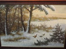 L Schongarth, (20th century), an oil painting, pheasant in winter landscape, signed bottom right,