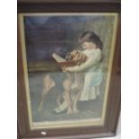 (19th century), a print, Pears Naughty Boy Compulsory Education, 60 x 40cm, framed and glazed, 80