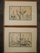 Yasakuni, (19th/20th century), in the style of, four prints, Japanese floral studies, each, 18 x