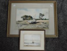P J Hargreaves, (contemporary), two watercolours, Sunderland Point and Morecambe Bay, each signed
