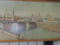 (20th century), a print, panoramic view of St Petersburg, 37 x 86cm, framed and glazed, 40 x 89cm