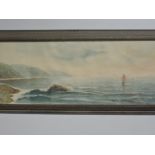E Whiteley, (20th century), a watercolour, coastal landscape, signed bottom right, 17 x 52cm, framed