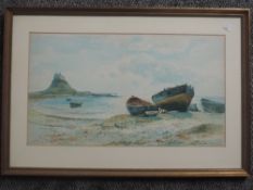 R Malcolm Lloyd, (1879-1899), a watercolour, attributed verso, Holy Island Northumberland, 34 x