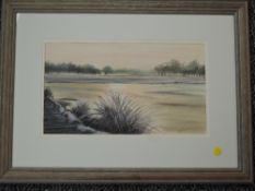 (20th century), pastel sketch, reeded pond, indistinctly signed, bottom right, mounted framed and