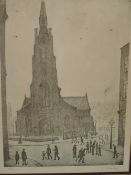 Lawrence Stephen Lowry, (1887-1976), after, a Ltd Ed print, monochrome, St Simon's Church, signed