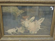 (19th century), a print, Victorian story narrative, 53 x 79cm, gilt plaster frame and glazed, 72 x
