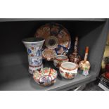 Chinese and Japanese porcelain and ceramics including Kutani ware, Imari palette and incised vase