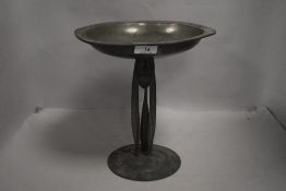 Tudric pewter Arts and Crafts tri form footed comport fruit bowl in an Art Nouveau design attrubited