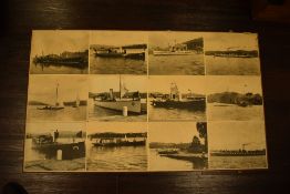 20th century large photographic board depicting steam boats and Lakeland scenes