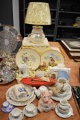 20th century and later childrens ceramics including Bunnykins lamp with box and Wedgwood Peter