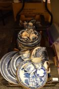 Late Victorian and 20th century blue and white ware ceramics including tea bowls