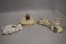 20th century Goss Crested ware and similar military related including Kitchener bust, British tank
