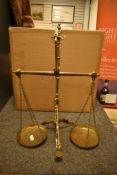 A fine set of antique bankers or apothecary balance scales by William and sons brass cast