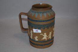 Victorian Doulton Lambeth Silicon ware water jug stamped with date 1882