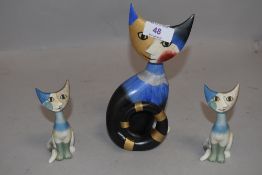Goebel 20th century ceramic figures of cats by Rosina Wachtmeister